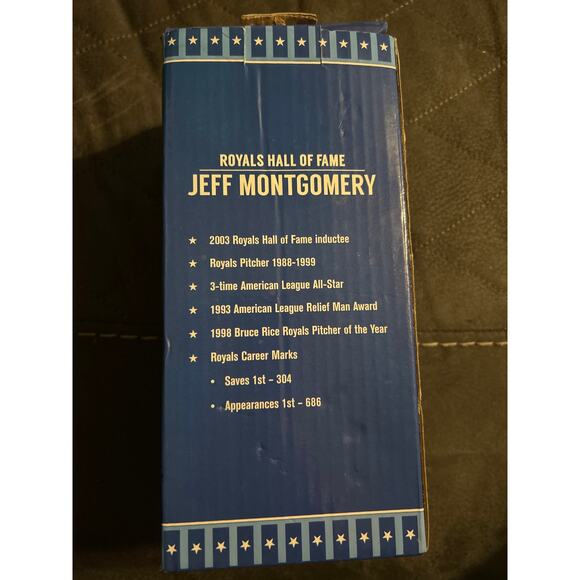 New in Box Kansas City Royals Hall of Fame Jeff Montgomery Bobblehead - Picture 2 of 4